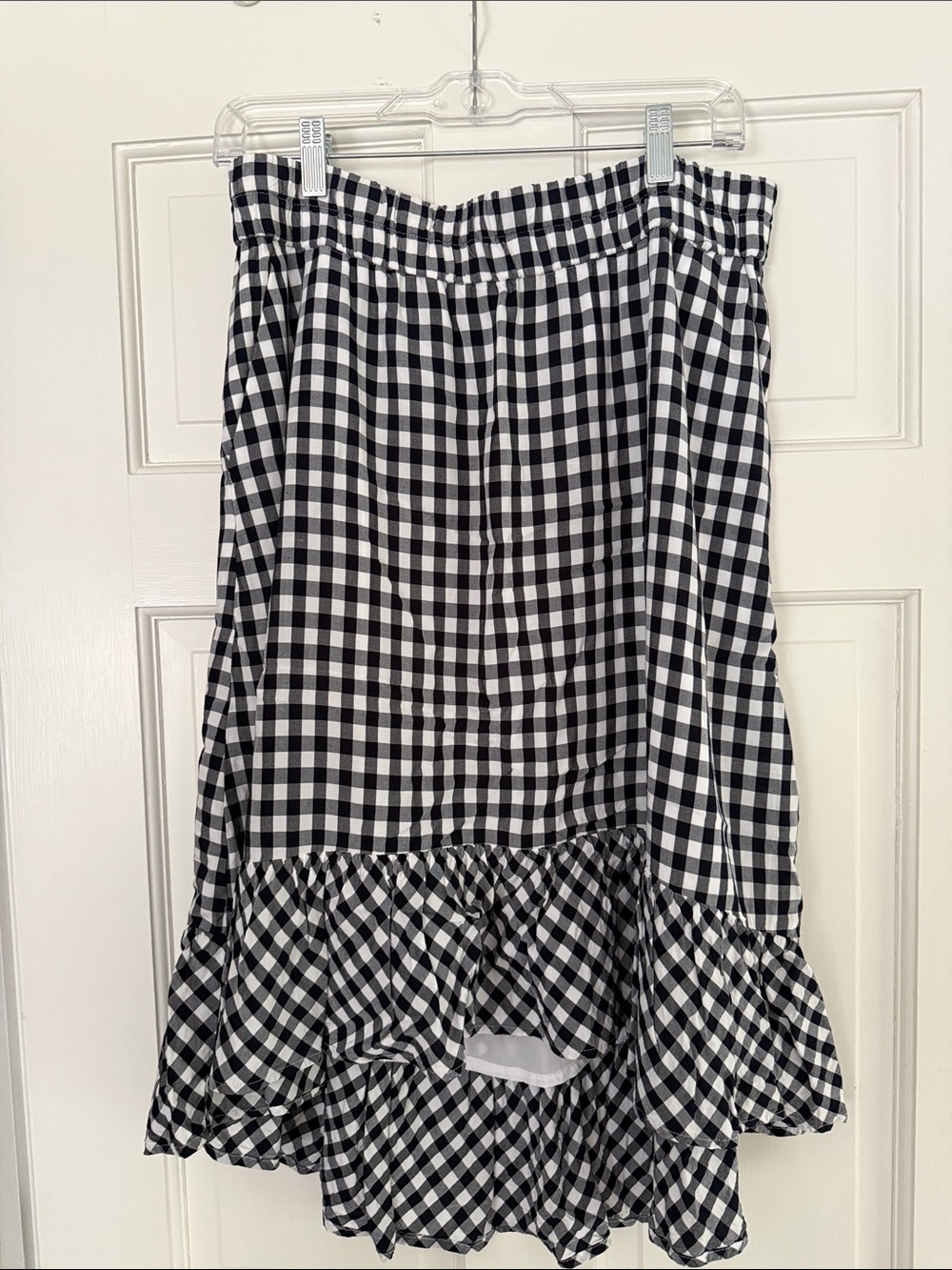 J. Crew Gingham High-Low Ruffle Skirt